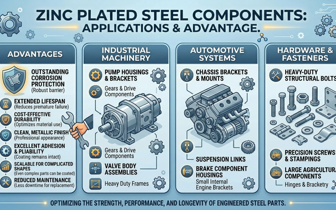Zinc plated steel components with corrosion protection