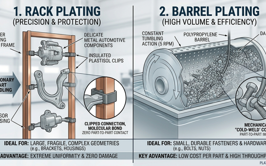 Rack Plating vs. Barrel Plating: The Definitive Engineering Guide