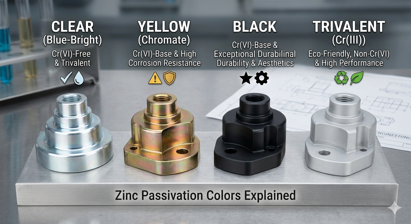 Zinc passivation colors clear, yellow, black, trivalent