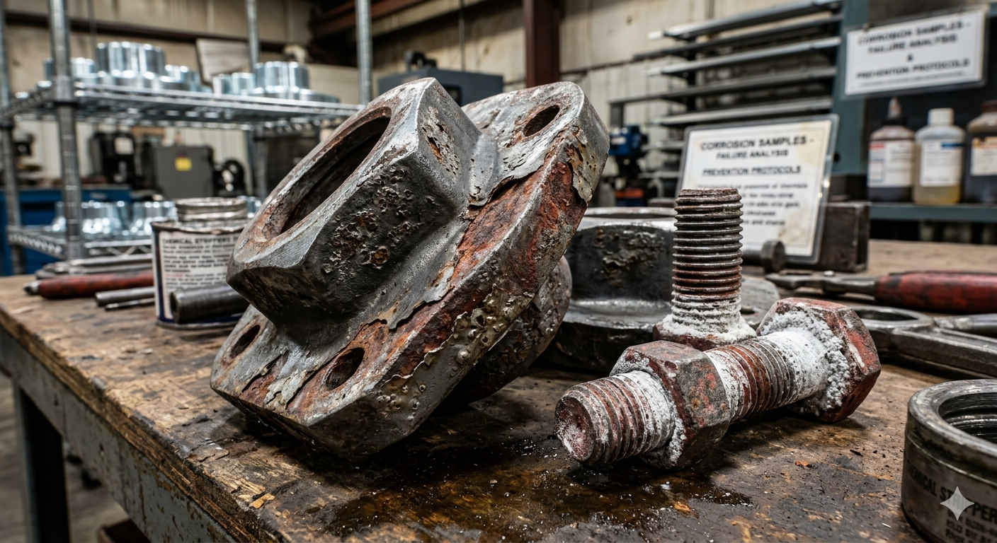 Zinc Plating Failure Defects Zinc plating failure with peeling and corrosion on metal surface