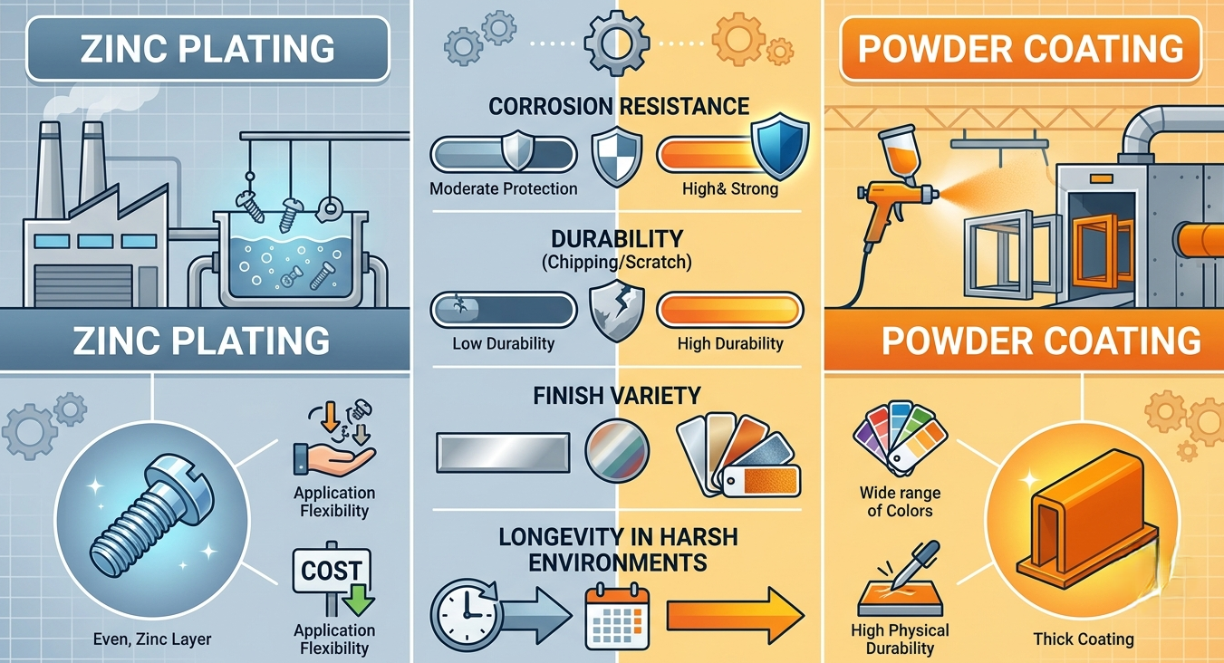 Zinc Plating vs Powder Coating Zinc Plating vs Powder Coating corrosion protection comparison