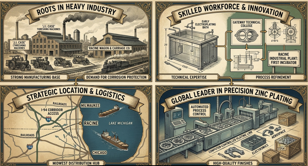 Precision zinc plating facility in Racine, WI.