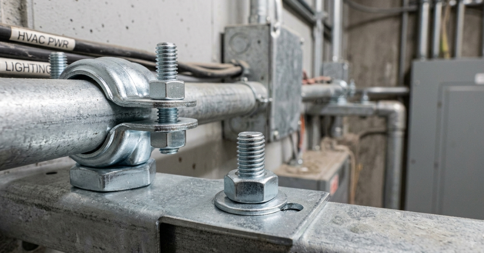 Zinc-plated HVAC and electrical hardware